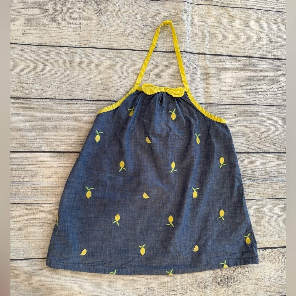 GYMBOREE Charming Kids Lemon Print Dress - Yellow & Blue/size 12
